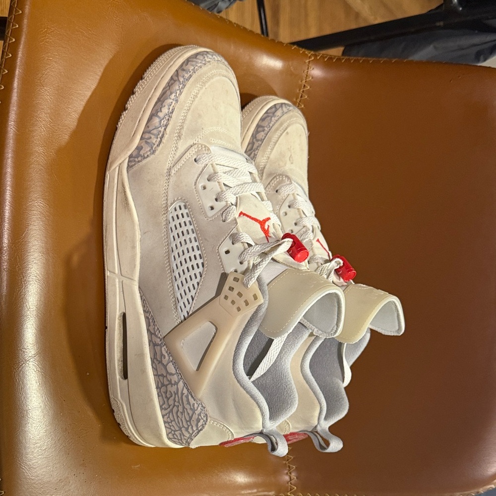 Jordan Off-White/Cream Retro Sneakers with Red Jumpman